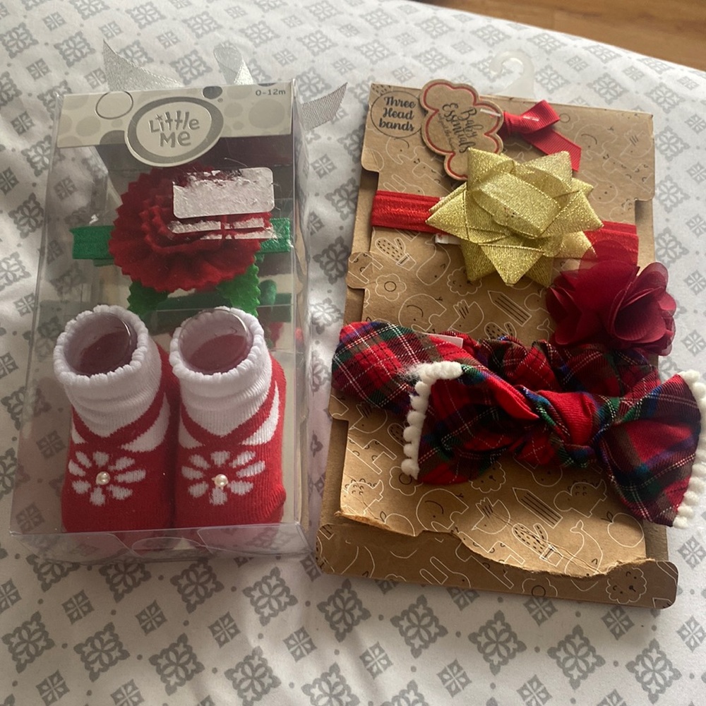 Little Me Fancy Booties  & Headband Set- 0-12 months